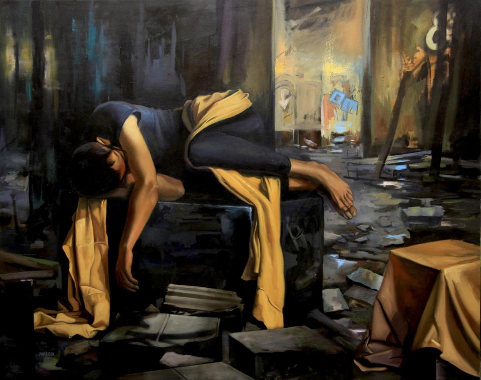 Margaret Morrison, "Limbo" (2020). Oil on Canvas. Featuring alumnus Lukas T. Woodyard