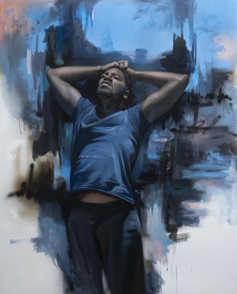 Margaret Morrison, "Transcendence" (2021). Oil on Canvas. Featuring alumnus Marlon Burnley.